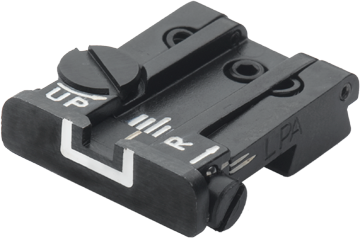 Tanfoglio Limited, EAA Witness, IWI Jericho, Springfield P9 mira trasera completamente ajustable [cola de milano antigua 9.5 mm] | con líneas blancas 